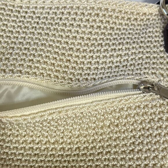 Croft & Barrow Purse Tote Bag Natural Woven Dual Handles Zipper Cream New - Picture 3 of 9